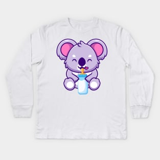 ABDL Baby Koala with Baby Bottle Kids Long Sleeve T-Shirt